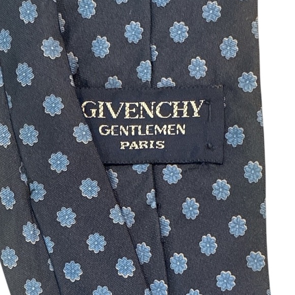 Givenchy Gentlemen Paris‎ 100% silk tie navy Geometric designer - Picture 3 of 8